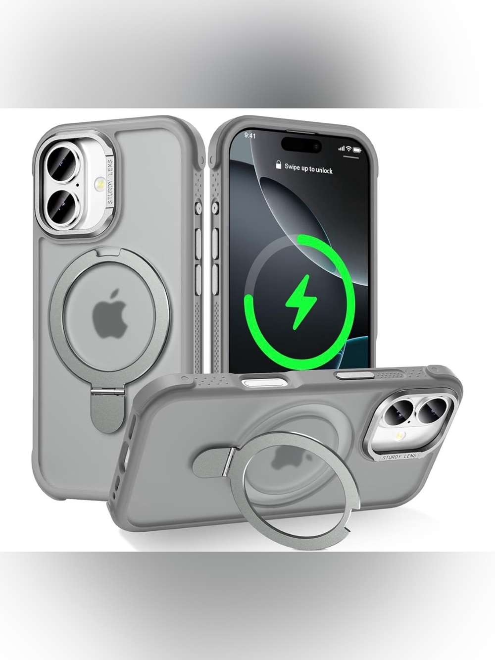 Designed for iPhone 17 Case with Magnetic Stand, Grey